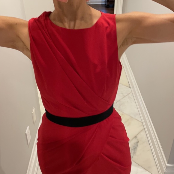 Cynthia Steffe over the knee red draped dress - Picture 2 of 10